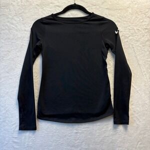 Nike Dri-FIT Long Sleeve Top Fleece Lined‎ Athletic Thumb Holes Black Size M
